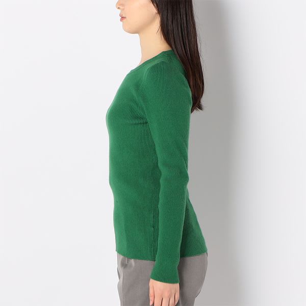 シンプルクルーネックリブニット