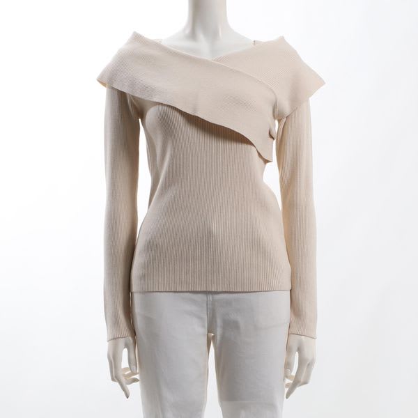 アシンメトリーデザインリブニット