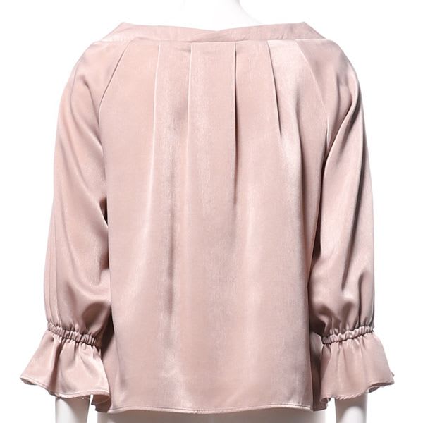 起毛サテンキャンディースリーブブラウス