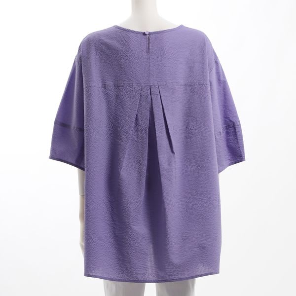 楊柳生地ラウンドネックブラウス