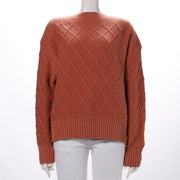 デザイン編みドロップショルダーニット