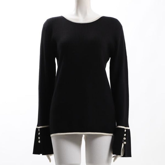 パイピングデザイン袖スリットニット