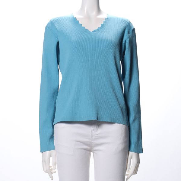 ネックラインデザインリブニット