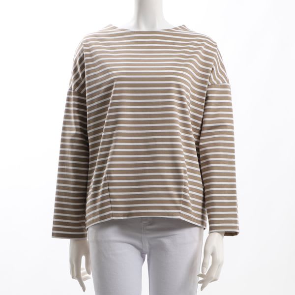 オフネックボーダー柄カットソー