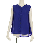 前ボタンVネックブラウス