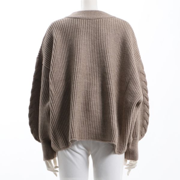 編み柄ジップカーディガン