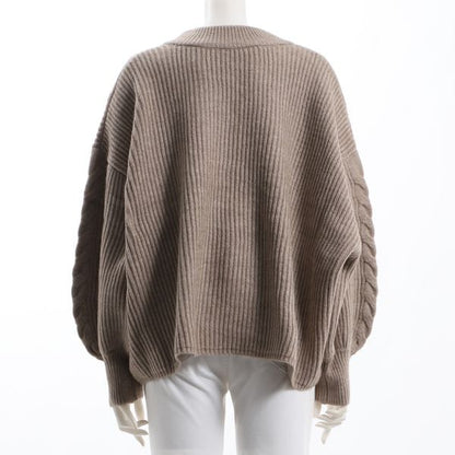 編み柄ジップカーディガン