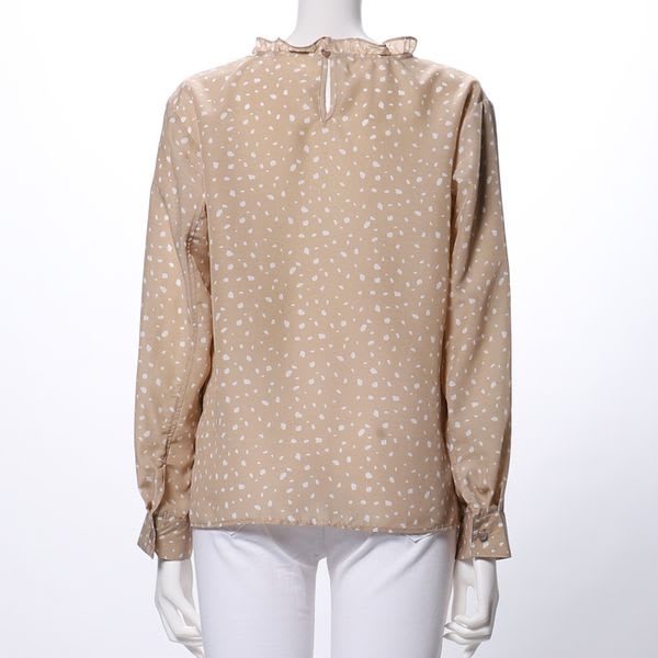 フリルネックブラウス