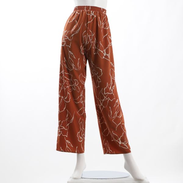 ラインフラワープリントストレートパンツ