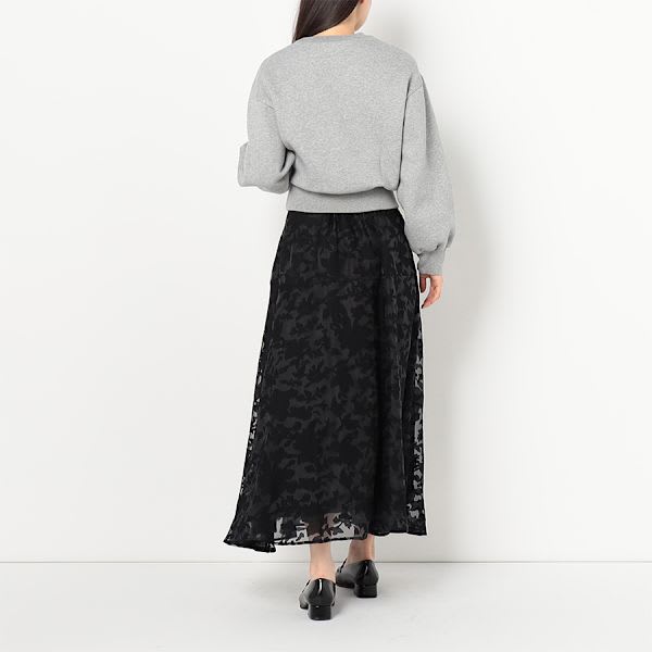 シアー織り柄Aラインスカート