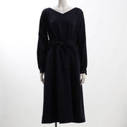 ウエストリボンデザインVネックワンピース