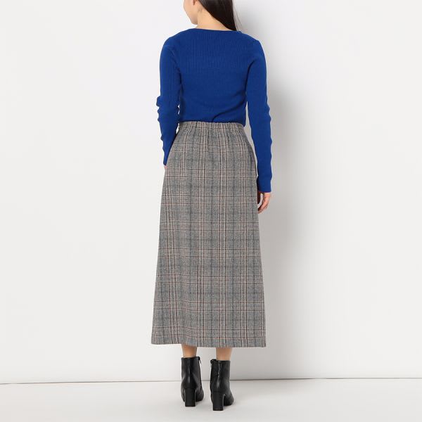 チェック柄ラップスカート
