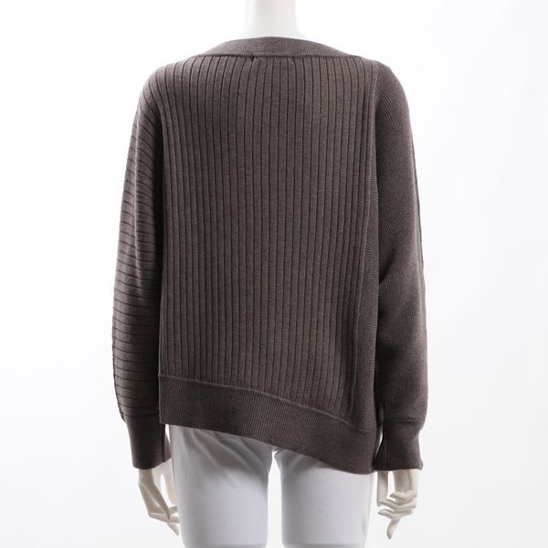 サイドリブ切り替えアシンメトリーニット