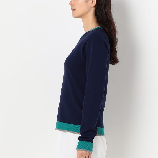 配色デザインクルーネックニット