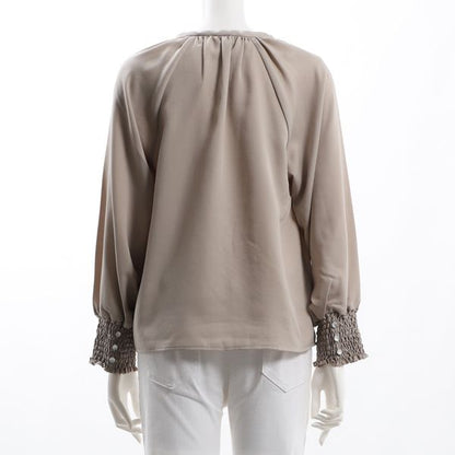 シャーリングギャザーネックブラウス