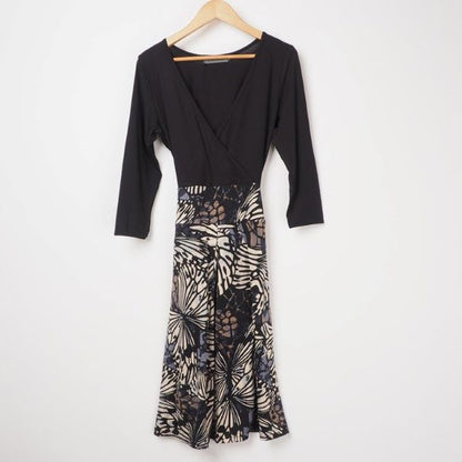 バタフライ柄カシュクールデザインワンピース