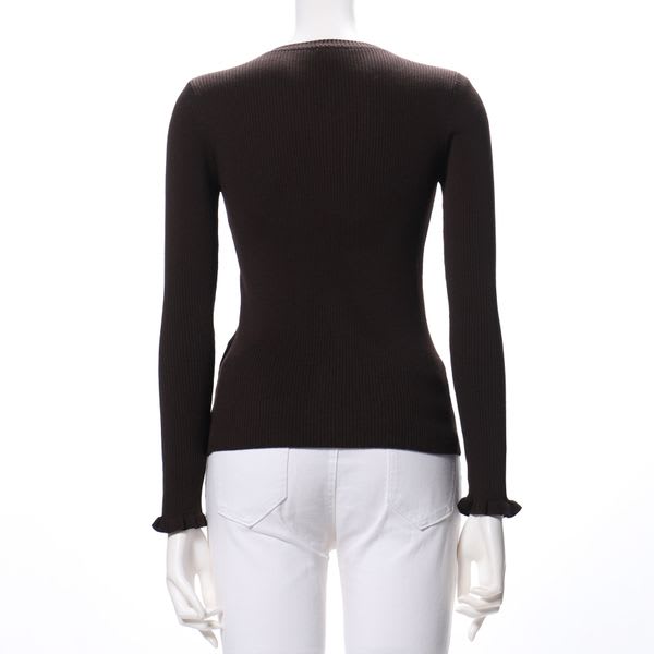 袖口フリルリブニット