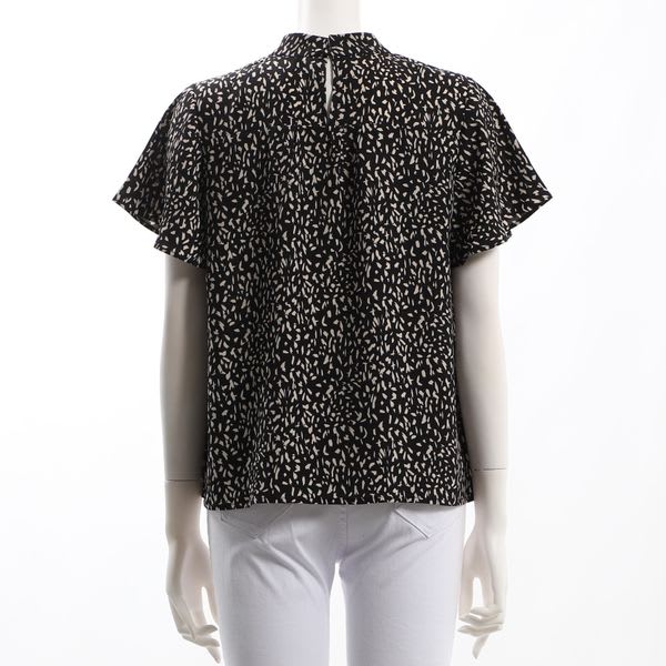 ボウタイ風デザイン総柄ブラウス