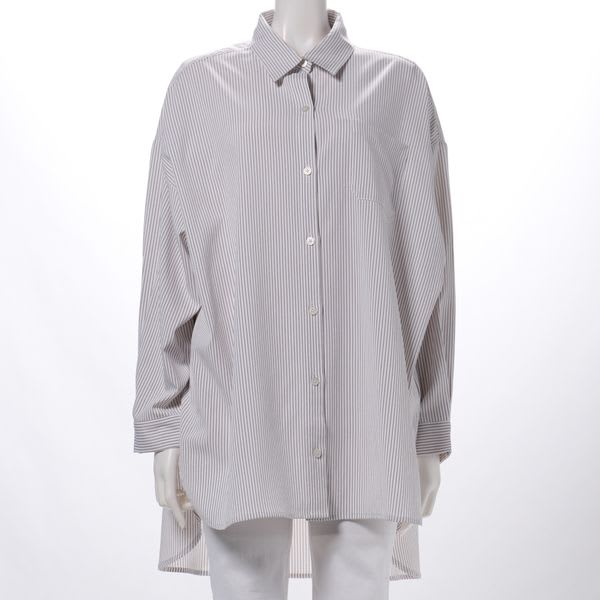 ストライプ柄前開きシャツ