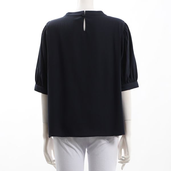 ふんわりスリーブタックネックブラウス