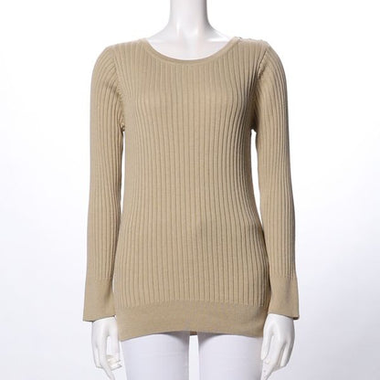 ラウンドネックリブニットプルオーバー