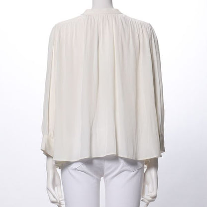 ギャザーデザインフロントボタンブラウス