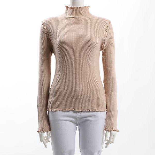 メローデザインハイネックリブニット