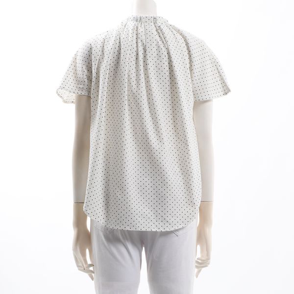 ネックギャザードット柄ブラウス