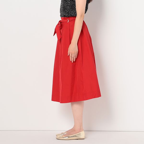 ウエストリボン付きフレアスカート