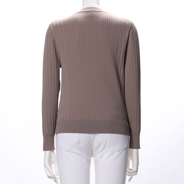 クルーネックリブニットカーディガン