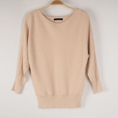 ドルマンスリーブボートネックニット