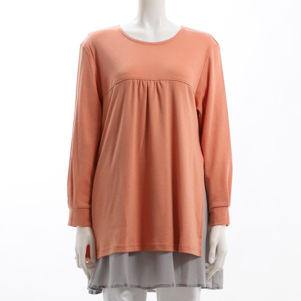 異素材切替レイヤード風カットソー