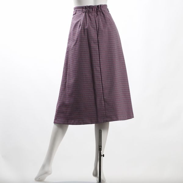 カラーチェックバックゴムスカート