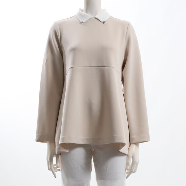 ビジューつき取り外し襟ペプラムトップス