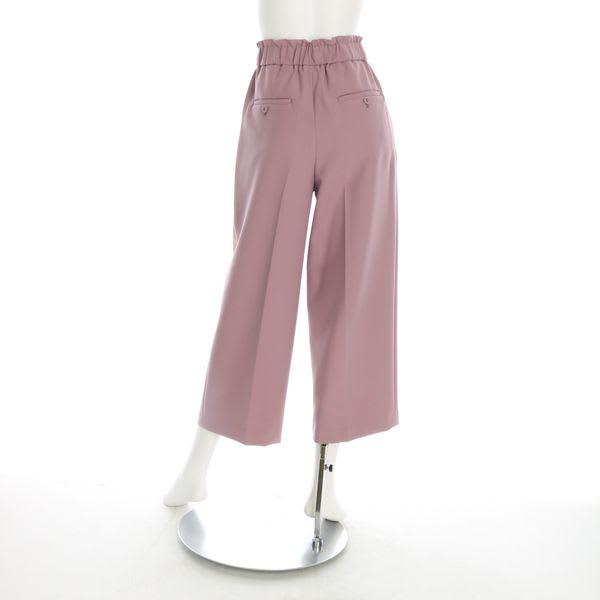 バックゴムタック入りワイドクロップドパンツ