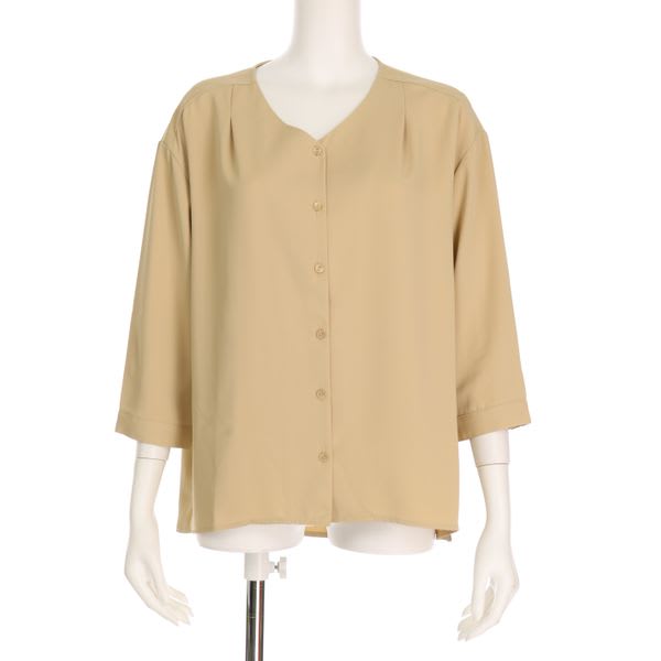 フロント釦Vネックブラウス