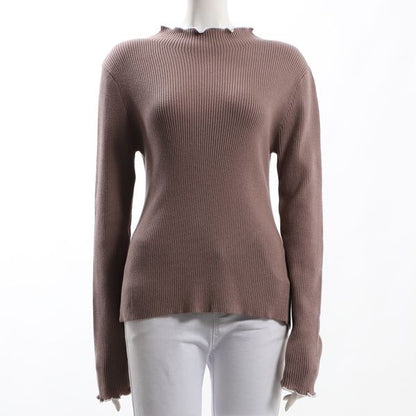 バイカラーメロウデザインリブニット