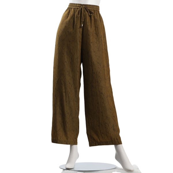 ラインプリント総柄ドロストワイドパンツ