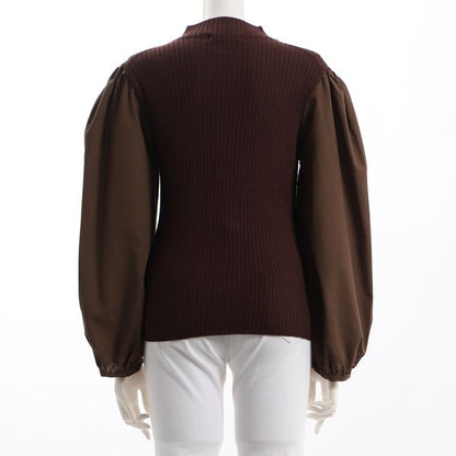 異素材切り替えニット