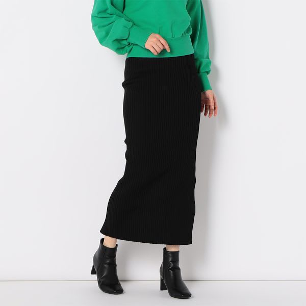 ワイドリブバックスリットニットスカート