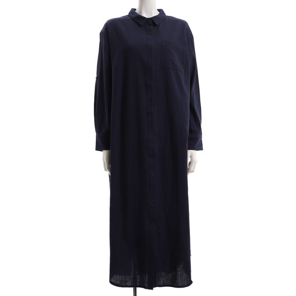 綿麻ロングシャツワンピース