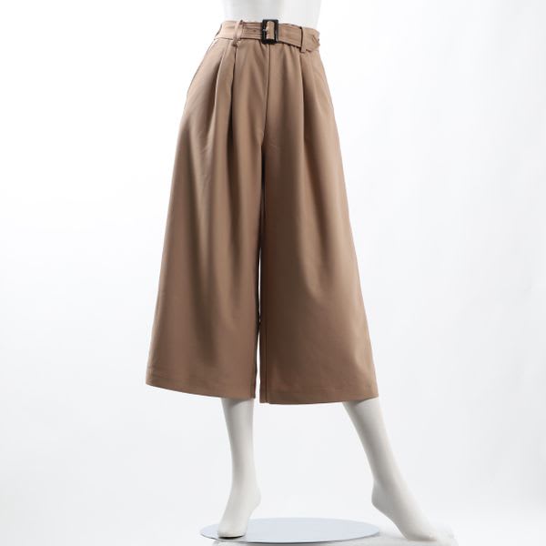 ウエストベルト付きガウチョパンツ