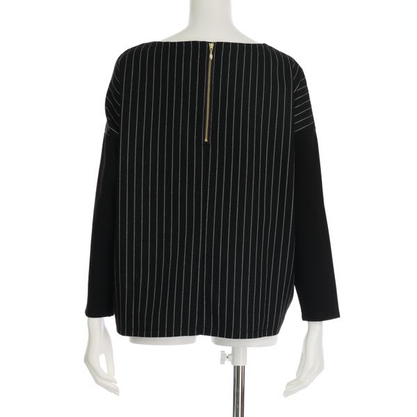 ストライプ柄切り替えジップデザインカットソー