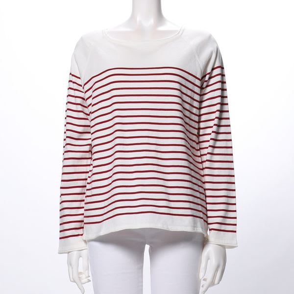 ボーダー柄ラウンドネックニット