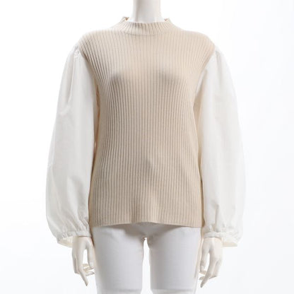 異素材切り替えニット