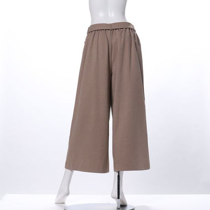 ウエストベルト付きワイドパンツ