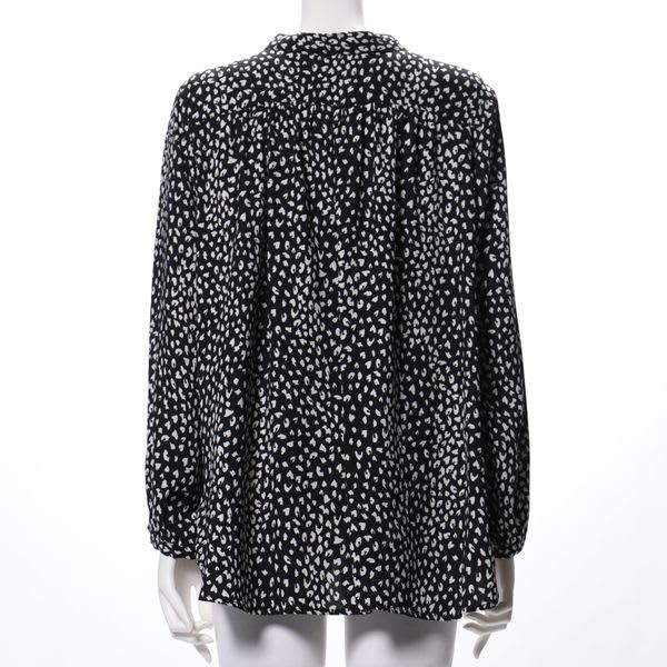 ハートレオパードプリントフロントボタンブラウス