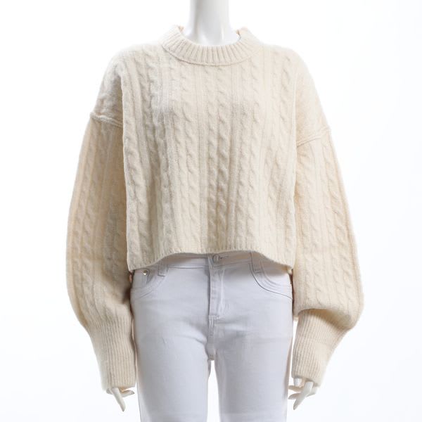 短丈ボリュームスリーブニット