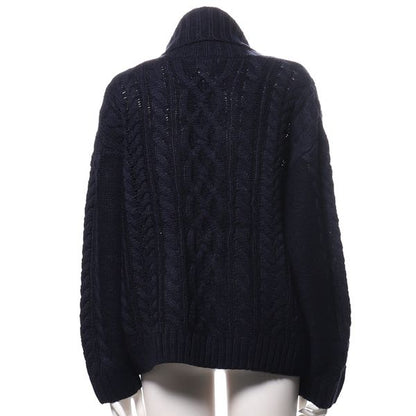 オフタートルネックケーブルニット