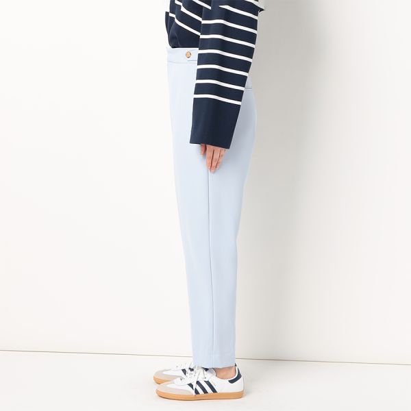 ウエストタブボタン付きハイウエストテーパードパンツ